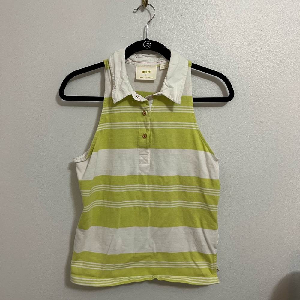 Sleeveless striped polo